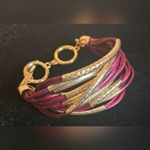 Multi Strand Bracelet w/Metal Accent Tubes